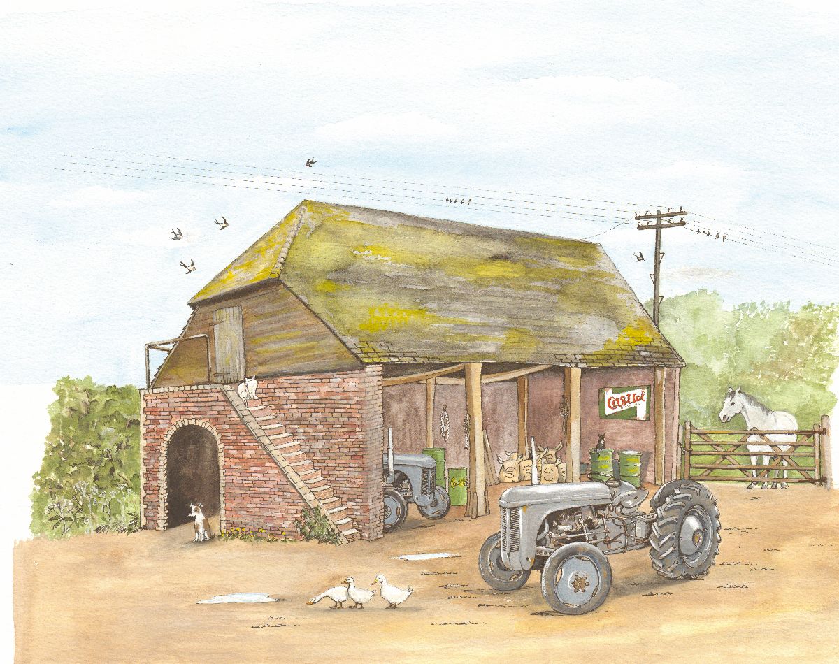 482 TWO FERGIES AND OLD BARN
