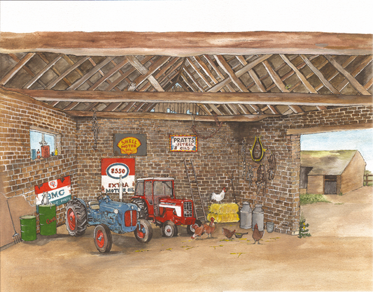 507 Two old tractors in a barn