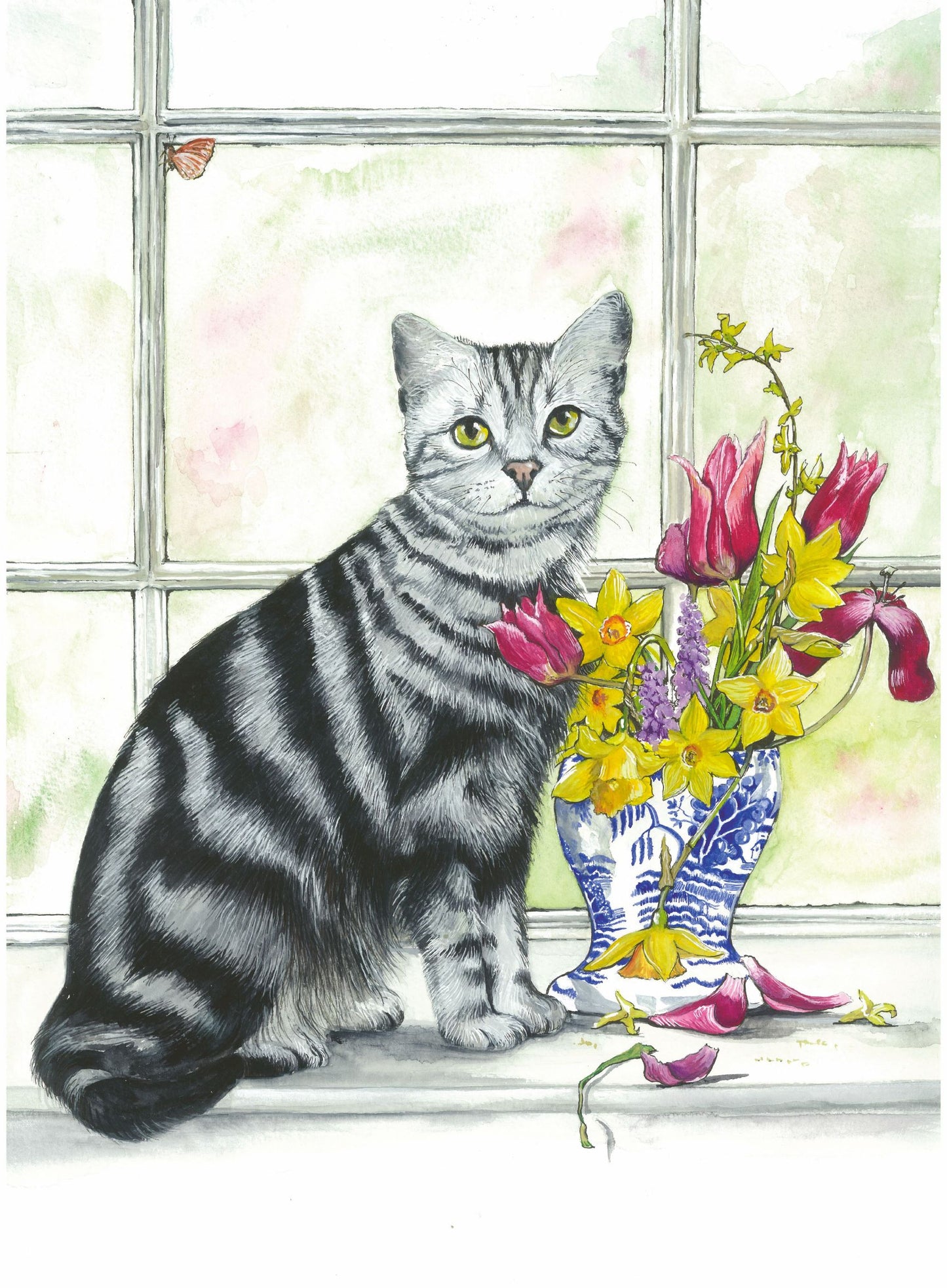 82 Cat with Spring Flowers