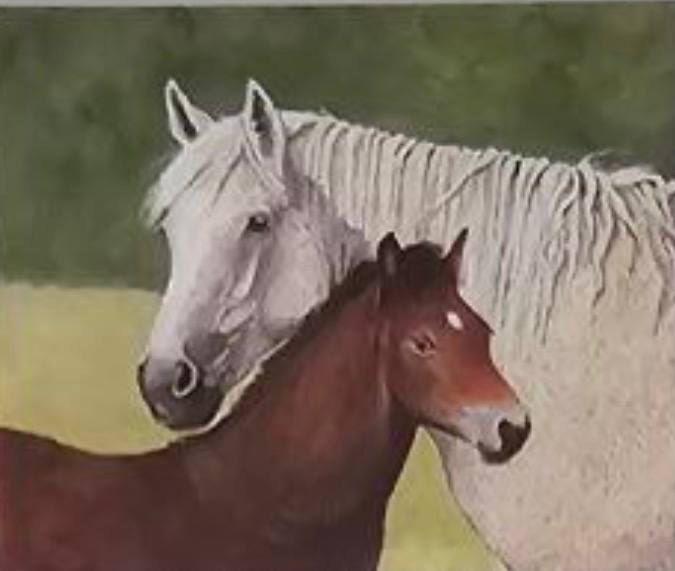 553 Fleabitten Horse & Foal